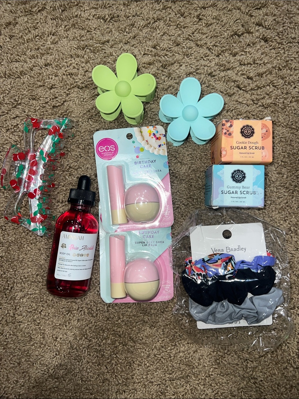 eos Birthday Cake Lip Balm Duo & Assorted Bath Scrubs Set - Pink/Cream